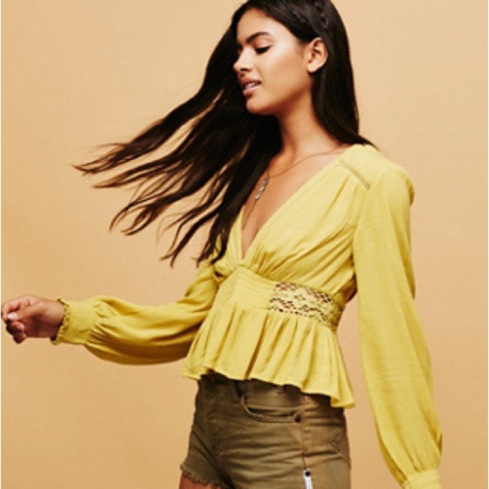 Free People Lime Long Sleeve Crop Top - Never Worn!